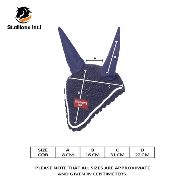 Horse Ear Fly mask Bonnet Navy Blue - Image 2