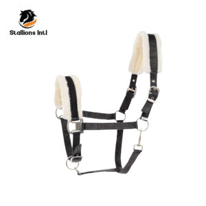 HORZE Howard Soft Fleece Padded Adjustable Polyester Horse Halter - Black - Warmblood