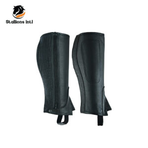 Unisex Adult Top Grain Cow Hide Leather Half Chaps Black and Brown