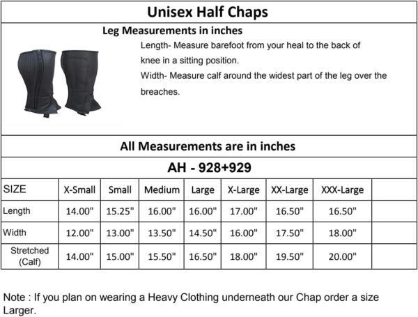 Unisex Adult Top Grain Cow Hide Leather Half Chaps Black and Brown - Image 2
