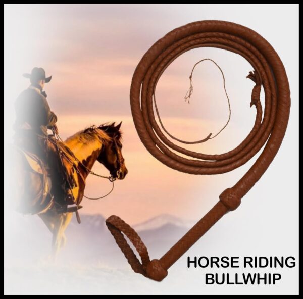 Tan Color 8ft Long Whip for Equestrians Cowhide Real Leather Horse Riding Bullwhips for Outdoor Sports and Professionals(wp-151c) - Image 2